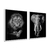 Quadro Decorativo Animais Leão e Elefante Preto e Branco - Kit 2 Telas