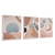 Quadros Decorativos Luas Rose Abstrato Sala Kit 3 Telas