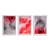Quadros Decorativos Aquarelado Cinza E Vermelho Kit 3 Telas - comprar online