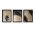 Quadros Decorativos Florais Tons Cinza e Dourado Kit 3 Telas - comprar online