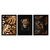 Quadros Decorativos Leão Gold Floral Kit 3 Telas - comprar online