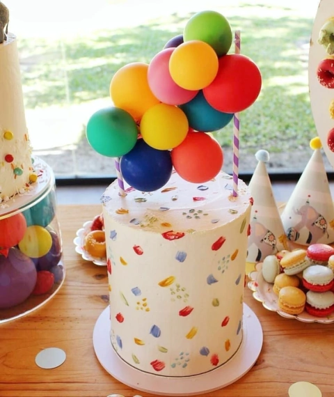 SET TOPPER GLOBOS PARA TORTA TONOS MULTICOLOR X 1