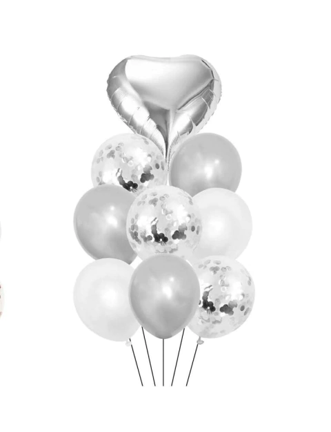 Kit / Set Globos Plata Corazón