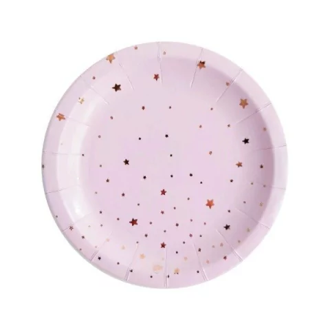 Plato Lovely LILA estrellas doradas x 10 unidades - comprar online