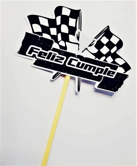 CAKE TOPPER CARRERAS "FELIZ CCUMPLE" X UNIDAD