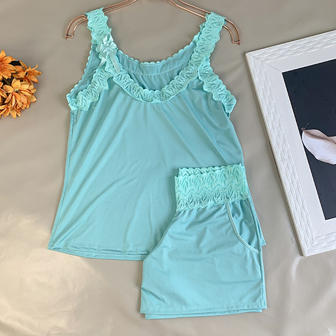 Pijama Short Doll Malha Fria - E80 Verde Água