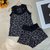 Pijama Baby Doll Nadador Malha Fria - Preto Floral E129