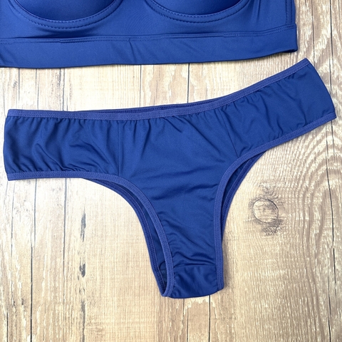 Calcinha Ellen Cós Alto Tanga Tradicional - Azul Essencial