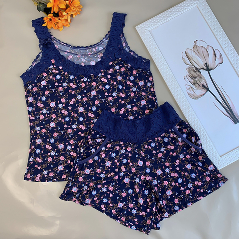 Pijama Short Doll Malha Fria - E108 Estampado