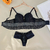 Conjunto de Lingerie Fio Duplo com Renda - A142 Preto