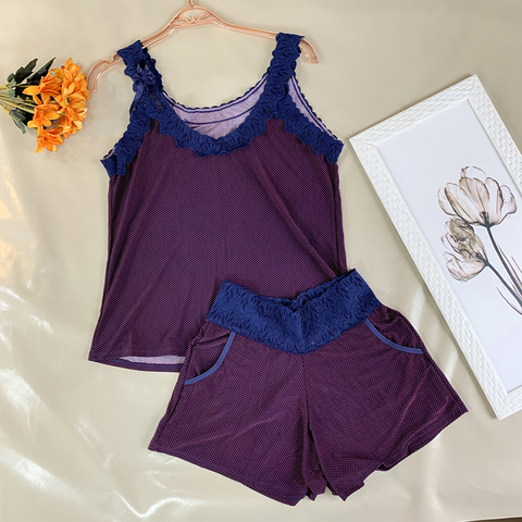 Pijama Short Doll Malha Fria - E75 Poázinho Marinho