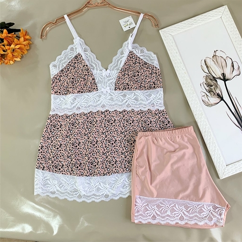 Pijama Short Doll Malha Fria - E59 Bicolor