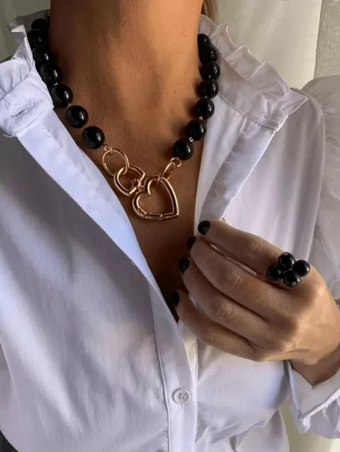 Colar Veronica Black Gold - comprar online