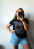 Remera Rapsodia negra estampada, talle S