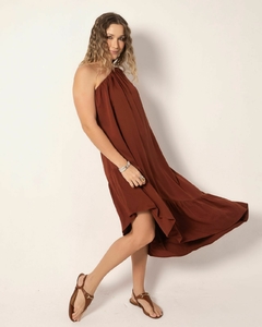 Vestido assimétrico Raízes - marrom na internet