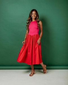 Vestido Martina - vermelho com rosa