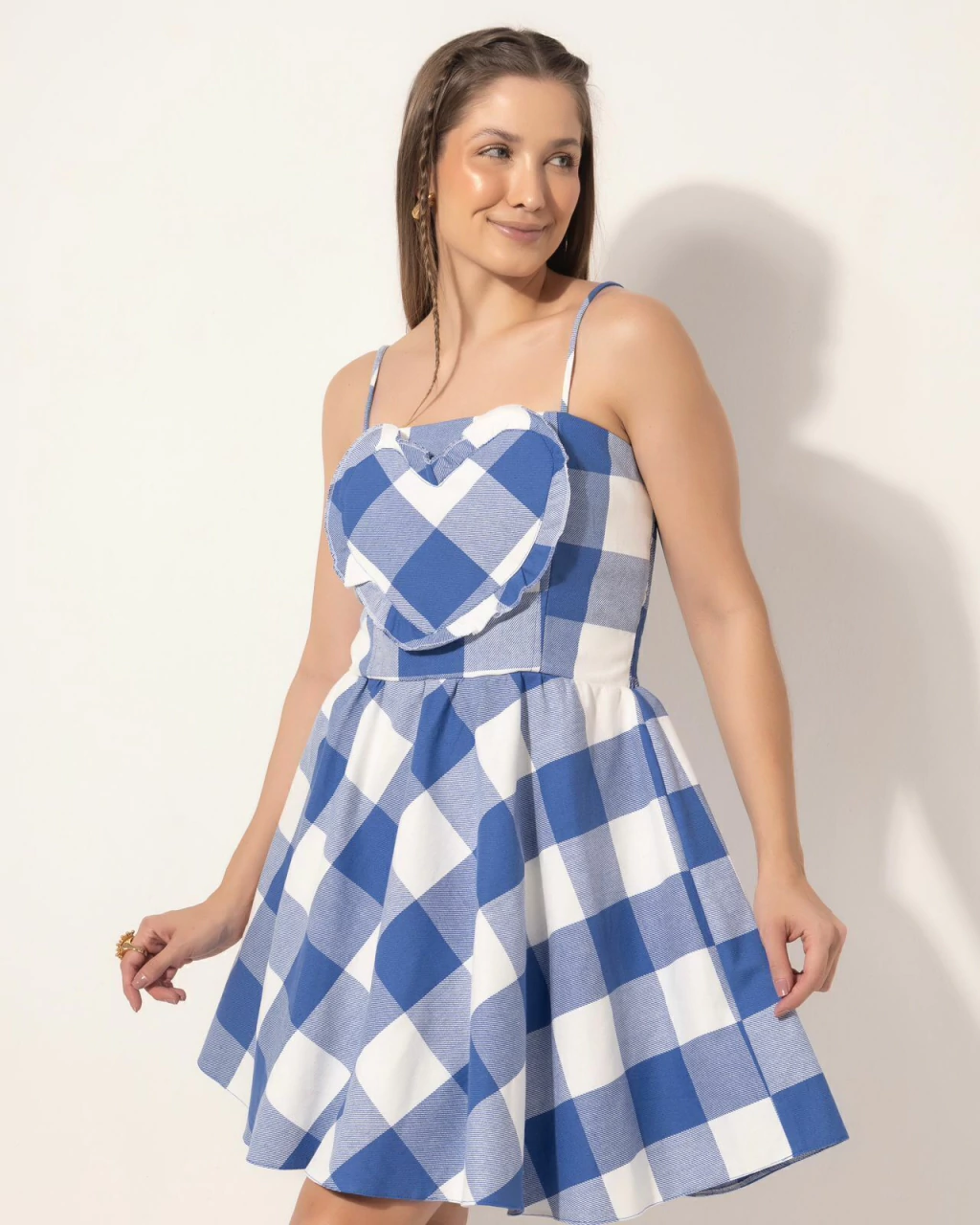 Vestido coração - azul