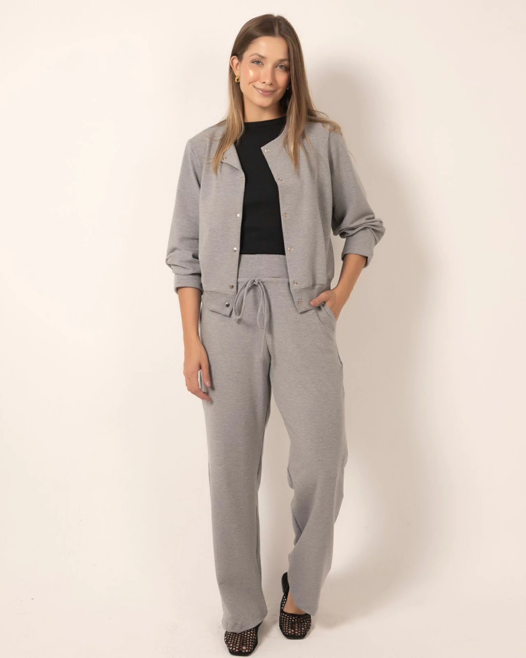 Conjunto Bariloche - cinza mescla