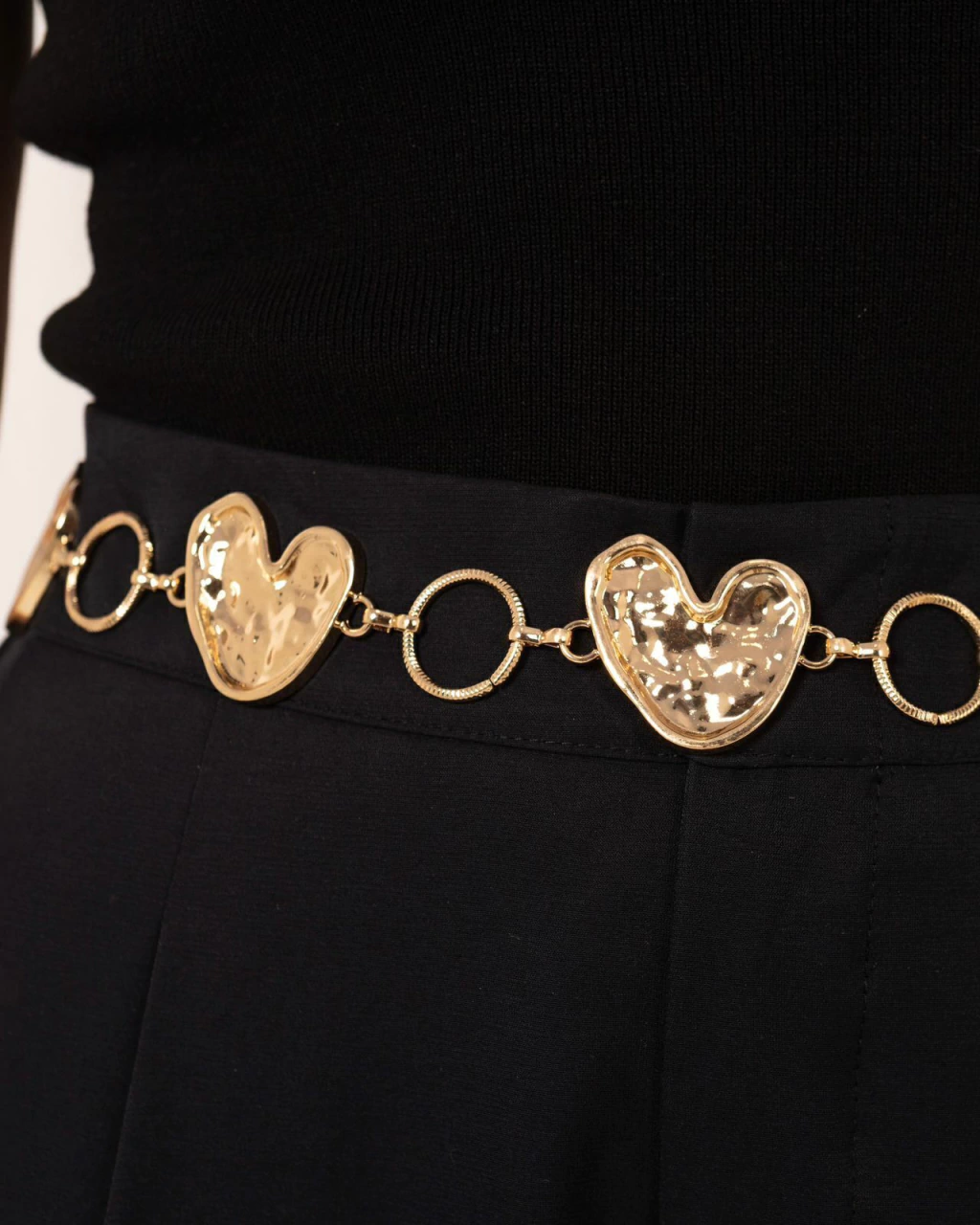 Cinto de coração + argolas - dourado