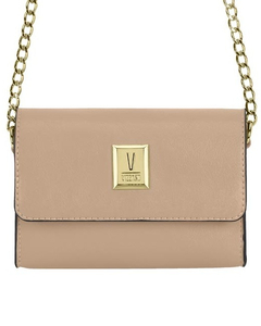 Bolsa Flap com Alça de Corrente Bege 10032.3