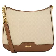 Bolsa Classe Couro Canvas com Corrente 3306 Creme