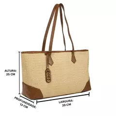 Imagem do Bolsa Shopping Bag Classe Couro 3311 Tra. Palha