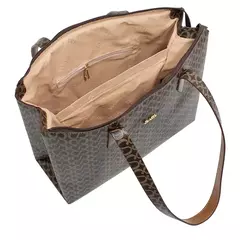 Bolsa Classe Couro Canvas Mimi 3329 Marrom - Oxe Mais Cor