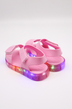 Sandália Luelua Happy Led Rosa/Cristal Rosa Gliter 104000 - Oxe Mais Cor