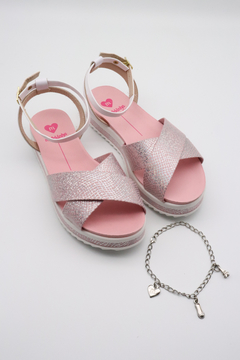 Sandália Molekinha Flatform Holográfico Pulseira 2305.1548