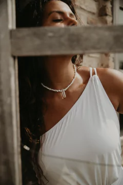 Choker com Pérola Barroca e Cristal em prata 925 - loja online