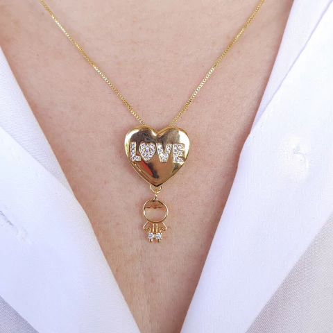 Colar filho menino coração love Cód: G504R