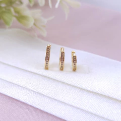 Kit trio de argolas zirconias formato U na internet