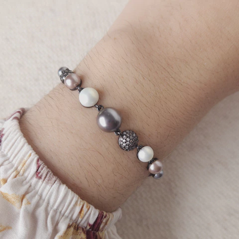 Pulseira ródio negro com zircônias Cód: P132 - comprar online