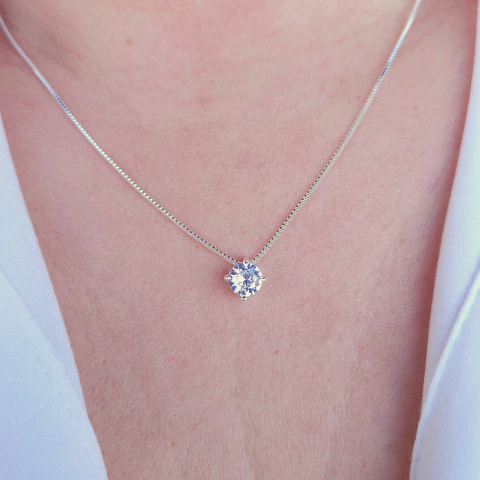 Colar círculo ponto de luz 6mm prata leve Cód: C163 - comprar online