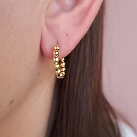 Brinco argola bolinhas dourado Cód: A115