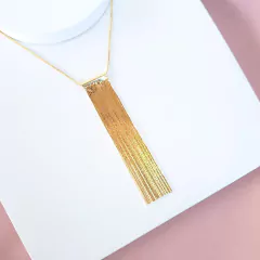 Colar franja reta 60cm banho ouro hipoalergênico Cód: C126