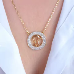 Colar filha menina mandala cravejado dourado Cód: R343