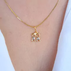 Colar filhos meninos delicado mini dourado Cód:952