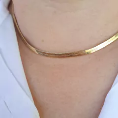 Colar chocker malha fita 4mm banho ouro hipoalergênico Cód: C101 - comprar online