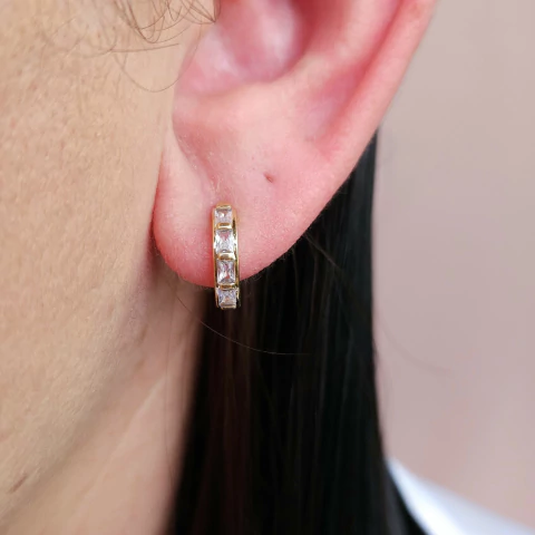 Brinco argola zirconias 10mm Cód: A117