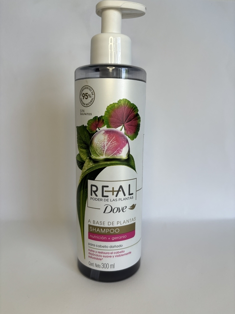 Shampoo DOVE REAL Poder de las Plantas NUTRICIÓN + GERANIO x 300 ml