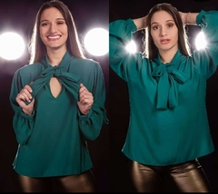 Blusa gasa con lazo en el cuello - comprar online