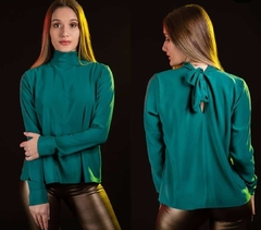 Blusa gasa con lazo en el cuello