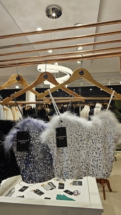 Imagen de Top Taylor shiffon, paillette y plumas importado