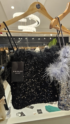 Top Taylor shiffon, paillette y plumas importado - comprar online