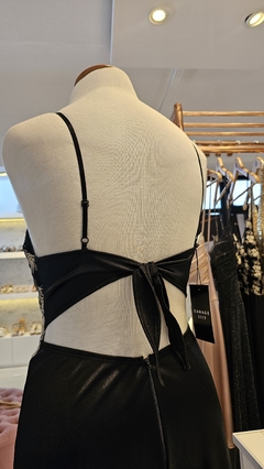 Vestido Amelier bustier bordado y guipure largo falda de satén - GARAGE 3117
