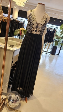Vestido Renie bustier bordado con guipure bretel ancho