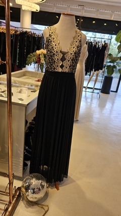 Vestido Renie bustier bordado con guipure bretel ancho - comprar online
