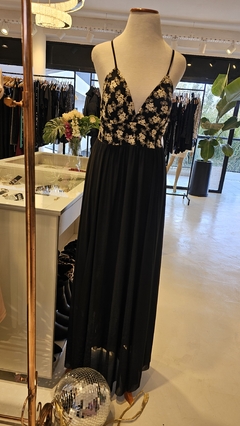 Vestido Fini bustier bordado espalda descubierta con lazo