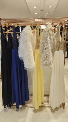 Vestido Aura gasa escote americano busto de paillette